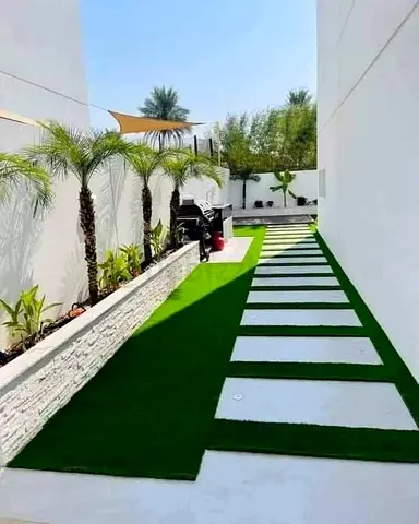 Stunning Green Garden Pathway with Artificial Lawn Landscaping work