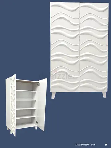 Modern White Wardrobe with Stylish Wave Design