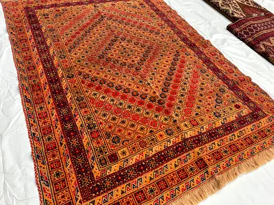 vintage 138 x 188 cm Handmade Beautiful Afghan Mashwani Carpet 38U