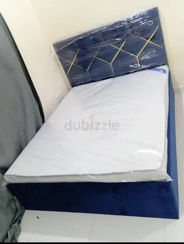 Stylish Blue Bed with Modern Headboard for Sale!