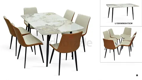 Elegant Marble Dining Table Set with Comfortable Chairs