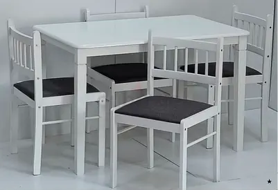 Stylish White Dining Table Set with Chairs