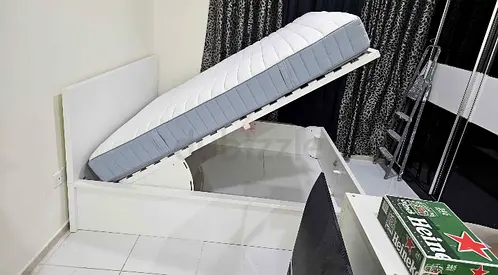 Ikea queen size hydraulic bed with Ikea mattress  ‎