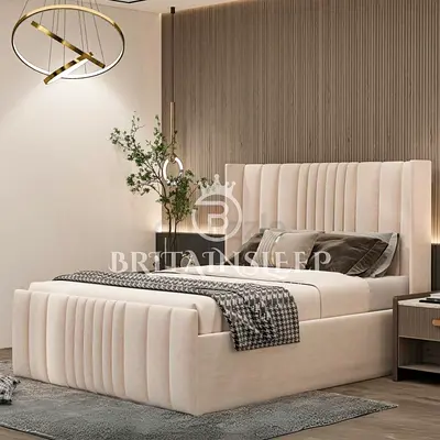 Modern Upholstered Queen Bed Frame with Soft Headboard