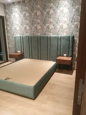 Modern Plush Bed with Stylish Nightstands