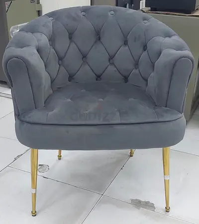 Elegant Blue Accent Chair with Gold Legs