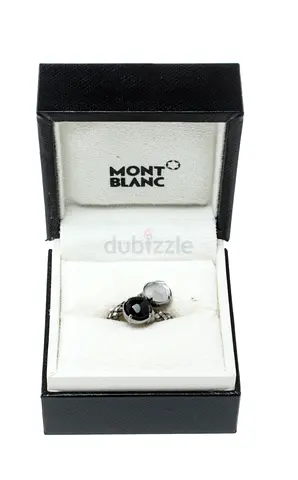 Authentic Montblanc Faceted Stones Silver Ring Size 50