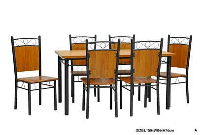 Sturdy Wooden Dining Set with 6 Chairs