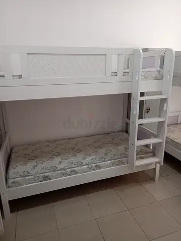 Wooden bank bed frame and mattress