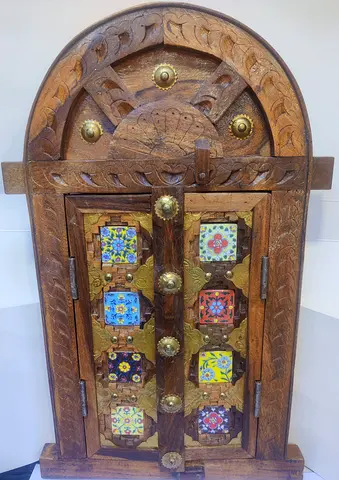 Beautiful handcrafted Arabian door 24 inches big with marble tiles for sale.