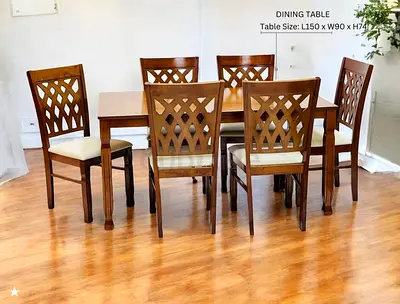 Elegant Wooden Dining Table with 6 Chairs