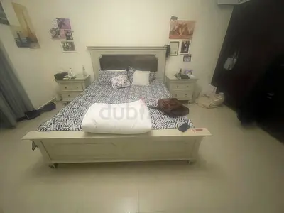 Elegant king Size Bed with Stylish Nightstands  mattress