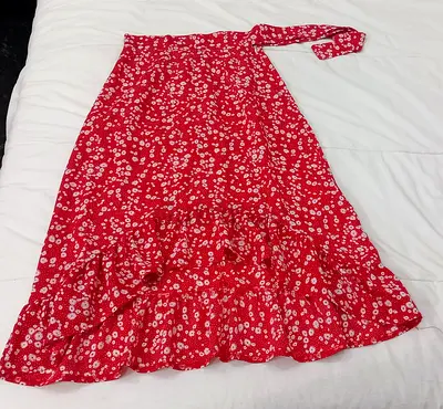Charming Floral Red Maxi Skirt for Your Summer Wardrobe!