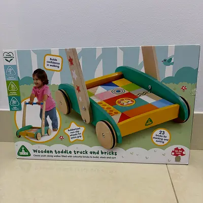 ELC wooden toddle truck and bricks