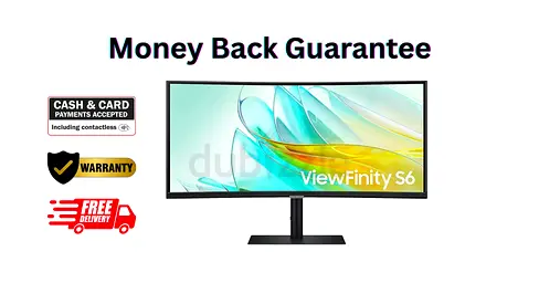 Samsung 34 Inch ViewFinity S6 Ultrawide QHD Curved Monitor, Brand New, Under Warranty, Free Delivery