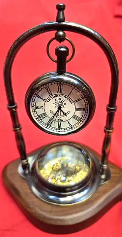 Beautiful vintage table clock with compass from london for sale