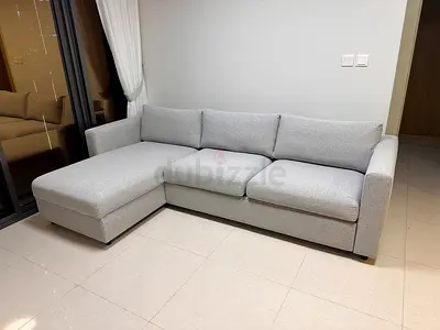 Ikea vimle L shape sofa bed with storage in light grey color
