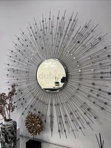 THE ONE - SUNBURST MIRROR - NICKEL - DESIGNER GORGEOUS LUXURY HOME DECOR - MARINA CHROME
