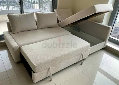 Ikea L Shape Sofa cum bed with big storage in L