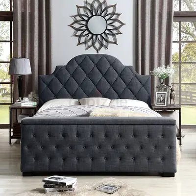 Elegant Upholstered Bed with Chic Headboard