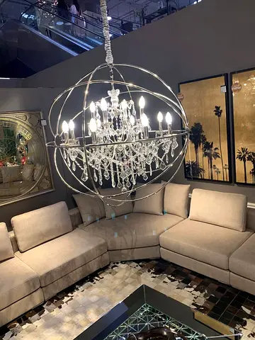 LARGE TIMOTHY OULTON GYRO CHANDELIER RETRO CHROME CRYSTAL DESIGNER MARINA HOME