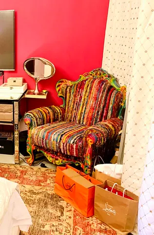 MARINA HOME HANDMADE SILK MULTICOLOR THREADED LOUIS CHAIR DESIGNER STATEMENT SOFA LOUNGE LUXURY