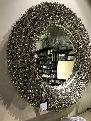 THE ONE BELLA DONNA MIRROR - HANDMADE POLISHED NICKEL FLORETS - Gorgeous Designer Wall Art MARINA