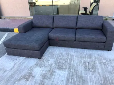 Home Center Center eterno L Shape Sofa dark gray with footstool