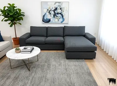 IKEA Kivik three seater L-shaped sofa dark gray color