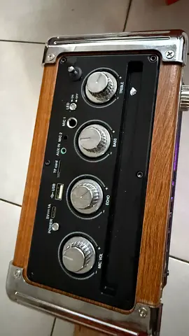 Vintage Style Retro Karaoke Music Player with USB Port with 2 wireless mic