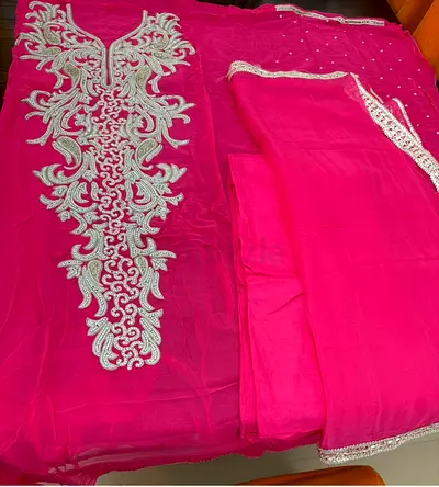 Pure Chiffon Designer Indian Dress (unstitched)