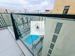 Spacious luxurious studio apartment with huge size of tarice biger then the room and pool view