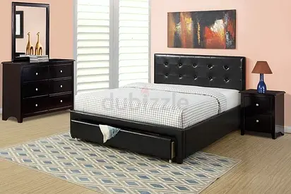 High quality 180*200 king size Bedroom set in leather