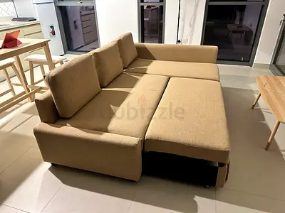 Ikea l shape sofa bed with storage beige