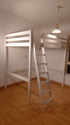 Ikea stora Stylish White Loft Bed Frame for Space-Saving Living
