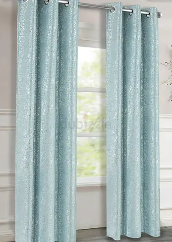 Blackout shimmer curtain light blue 1 pair