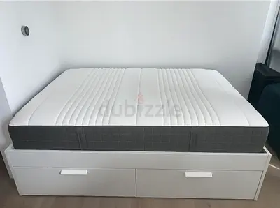 IKEA brimness queen size 160×200cm bed frame + 4 big storage drawers with Ikea mattress