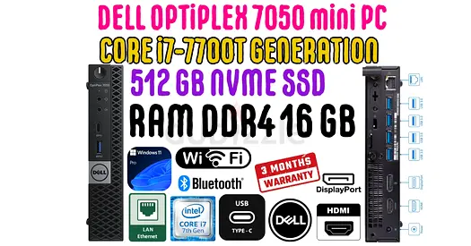 7th GENRATION Dell OptiPlex 7050 MINI PC-intel CORE I7-16GB DDR4 RAM-512GB SSD-WINDOWS 11 PRO 64 BIT