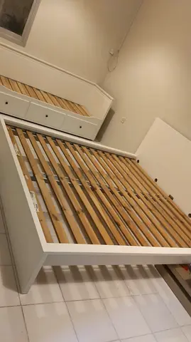 Ikea White Wooden Bed Frame with Storage. ikea brand
