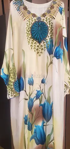 Elegant Floral Embroidered Kaftan Dress