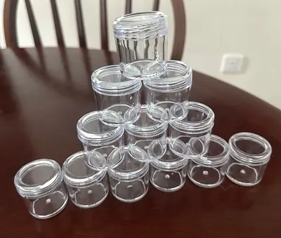 Empty plastic beauty containers