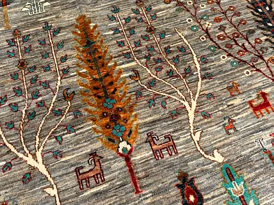 173 x 248 cm | New Handmade Beautiful Tree of Life Tribal Wool Carpet 46U