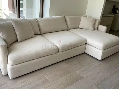 Selling premium Quality CrateBarrel Lounge Deep feather filled L Shape Sofa Beige