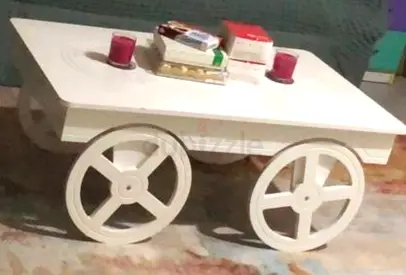 Charming Vintage Wooden Coffee Table on Wheels