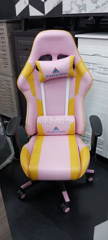 Stylish Pink and Yellow Gaming Chair for Ultimate Comfort