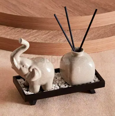 Zest Ceramic Diffuser and Tray Set with Elephant Figurine from HOMEBOX
