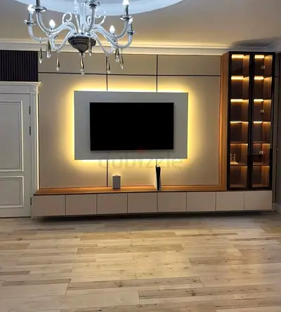Modern Entertainment System with Ambient Lighting