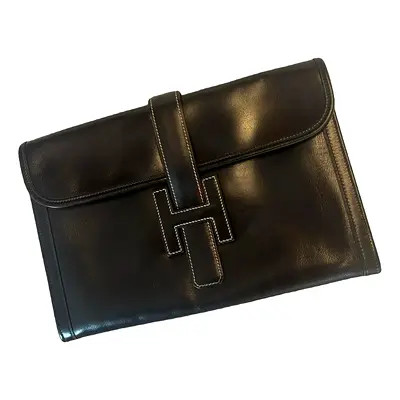 Hermes Stylish Black Leather Clutch Bag