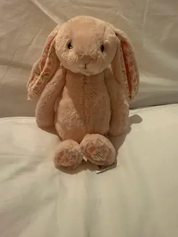Adorable Plush Bunny, Bashful bunny Jellycat - Perfect for Cuddles! Pink with Floreal ears and paws!