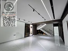 Brand new 5-bedroom villa for sale in Al Zahia, Ajman. Private pool, rooftop, luxury finishing, larg